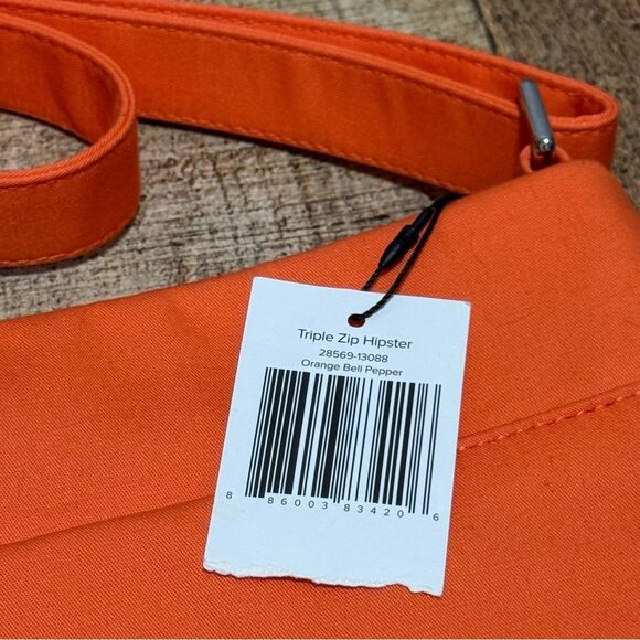 NWT Vera Bradley Triple Zip Hipster In Orange Bell Pepper - Picture 8 of 14